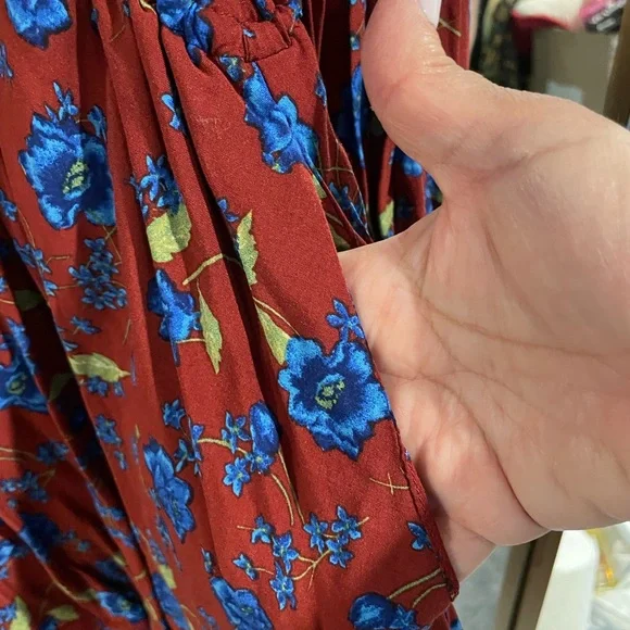 Free People Flower Fields Dress. XL. NWT. Burgundy. Floral. Long sleeve. - Picture 8 of 9